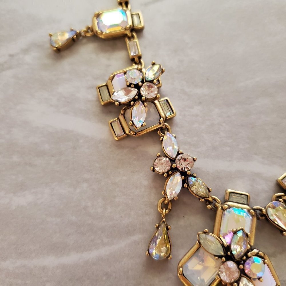 ✨ NEW J.Crew Rhinestones Crystals Mercury Glass Anitqed Statement Necklace ✨ - Picture 7 of 16